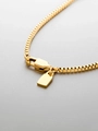 Minimalist 18K gold plated stainless steel box chain necklace with lobster clasp - Box Chain with Smooth Tag (YX44929) / 18K Gold