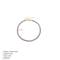 Gold stainless steel bracelet featuring 2mm purple cubic zirconia stones and lobster clasp - June Purple (Alexandrite Color)