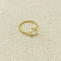 Anello d'oro minimalista con zircone a forma di pera e design a goccia d'acqua - US6 / Aprile Bianco (Colore Diamante/Cristallo)