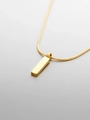 Minimalist vertical bar necklace in golden matte finish with elegant snake chain - Square Chain with Pendant (YX44939)