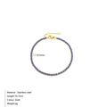 Gold stainless steel tennis bracelet with blue cubic zirconia stones and 2mm gems - September Royal Blue (Sapphire Color)