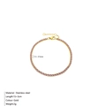 Gold stainless steel tennis bracelet with pink zircon stones and 15+3cm chain - October Pink