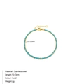 Gold stainless steel tennis bracelet featuring 2mm sky blue cubic zirconia stones - December Lake Blue (Blue Topaz/Zircon Color)