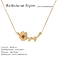 Collana con ciondolo rosa in oro 14K e gemma rossa fiore della nascita di gennaio - Gennaio Garofano Rosso Scuro Oro