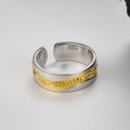 S925 Sterling Silber Weizenähre Offener Ring mit Bi-Color Design und S925 Stempel - Offene Größe 14 (Einstellbar 12-17) / Ährenstil (J1371) / Zweifarbig