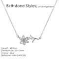 Collier pendentif fleur en argent avec pierre de naissance bleue de mars narcisse - Mars Jonquille Bleu Clair Argent
