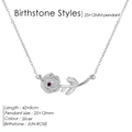Collier pendentif rose en argent avec pierre de juin rouge et chaîne réglable - Juin Rose Violet Clair Argent