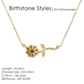 Collier marguerite plaqué or 14K avec pendentif pierre de naissance bleue de septembre - Septembre Aster Bleu Royal Or