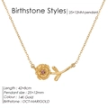 Collier pierre de naissance d'octobre avec pendentif souci en or 14K et gemme rose - Octobre Souci Rose Or