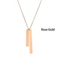 Minimalist stainless steel bar necklace with dual vertical pendants in rose gold finish - Chain 42+8CM / Double Bar Rose Gold (YX30636)