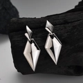 S925 Sterling Silber geometrische Rauten-Ohrhänger mit poliertem Hochglanz-Finish - 925er Silber / Weißgold