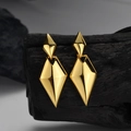 Minimalistische S925 Sterling Silber Rhombus Ohrhänger mit glänzendem Gold Finish Finish - 925er Silber / 18K Gold