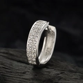 Pendientes Huggie de plata 925 con doble fila de micro-pavé de circonitas - Rhinestone Blanco (Solo) / Bañado en Platino (Plata 925)