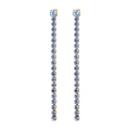 Boucles d'oreilles pampilles dorées avec cristaux bleu clair au design linéaire élégant - Mars Bleu Clair - Or