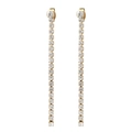 Élégantes boucles d'oreilles pendantes dorées avec rangées de cristaux de zircon - Diamant Blanc D'avril - Or