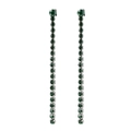 Boucles d'oreilles pendantes en argent avec zircons vert émeraude élégants - Mai Vert - Argent