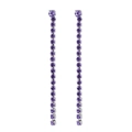 Élégantes boucles d'oreilles à pampilles argentées et cristaux violets de style linéaire - Juin Violet - Argent