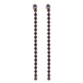 Boucles d'oreilles pendantes dorées avec cristaux violets foncés et design de gland long - Juin Violet - Or