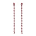 Boucles d'oreilles pendantes avec zircons roses et finition en métal argenté - Juillet Rose-Acier