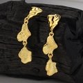 Pendientes largos de plata S925 chapados en oro con textura orgánica ondulada - Plata 925 / Chapado en oro 18K