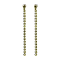 Élégantes boucles d'oreilles pompon en argent avec zircons vert olive et long design - Août Vert Clair - Argent