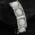 Anillo minimalista de plata de ley S925 con cuatro piedras de opalo blanco sobre negro - Oro Blanco (Plata 925) / Estilo A Ópalo de Color (Por Unidad)