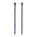 Boucles d'oreilles longues en argent avec pierres de zircon bleu foncé style pampille - Septembre Bleu Royal - Argent