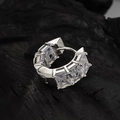 Minimalist S925 sterling silver huggie earring with square zircon stones in silver finish - White Zirconia White Gold Color (Single)