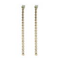 Boucles d'oreilles pendantes argentées avec zircons ronds couleur champagne - Novembre Jaune Clair - Argent