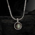 S925 sterling silver necklace with gradient shell pendant on vintage charcoal background - 925 Silver / White Gold