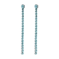 Élégantes boucles d'oreilles pendantes avec cristaux ronds bleu clair et monture argent - Décembre Bleu Lac - Argent