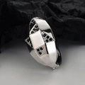 S925 sterling silver geometric band ring featuring black diamond pavé inlay design - 925 Silver / Black Rhinestone Silver Color
