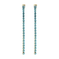 Élégantes boucles d'oreilles pendantes dorées avec cristaux de zircon bleu clair - Décembre Bleu Lac - Or