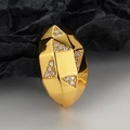 Chic geometric faceted S925 silver gold-plated hoop earrings with sparkling diamonds - 925 Silver / White Rhinestone Gold