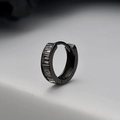 Pendiente de aro minimalista en plata S925 oro negro con circonitas baguette - Plata 925 / Negro y Oro
