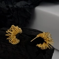 Pendientes capullo de plata S925 con diseño geométrico y acabado dorado fino - Plata 925 / Oro Vintage (Con Tapa de Plata)