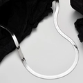 Collar de hoja plana de serpiente en plata de ley S925 con acabado de espejo pulido - Plata 925 / Oro Blanco