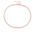 Collier chaîne maille torsadée en acier inoxydable or rose avec fermoir mousqueton - Or Rose 4mm 42+5cm (YX32859)