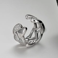 Polsino per orecchio geometrico in argento S925 con dettaglio a cuore di zirconi - Cuore Vuoto Vintage (E5262) / Oro Bianco (Singolo)