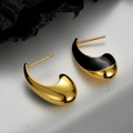 Pendientes de medialuna en plata S925 con esmalte negro y acabado dorado pulido - Plata 925 / Oro Envejecido