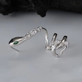 Elegante S925 Sterling Silber Schlangenohrringe mit grünen Steinen und Zirkonia - Rechtes Ohr (Einzelstück)