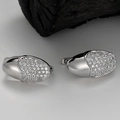 Minimalist S925 sterling silver hoop earrings with shimmering pave micro-set zircons - 925 Silver / White Gold (Single)