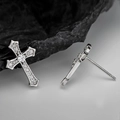 Funkelnde Kreuz-Ohrstecker aus S925 Sterlingsilber mit Zirkonia-Steinen besetzt - 925er Silber / Weißgold