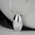Collana minimalista in argento S925 con pendente a uovo e micro-pave di zirconi bianchi - Argento 925 / Oro Bianco