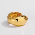 Anello minimalista in argento S925 placcato oro con design a ciottolo lucido e spesso - Argento 925 / Oro Retrò (Pezzo Singolo)