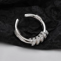 Minimalist S925 sterling silver geometric ear cuff with five rows of pavé zircons - 925 Silver / White Gold (Single)