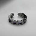 S925 sterling zilveren geometrische pijl oorklem met paarse stenen en zwarte rhodium - Enkel Stuk / Paarse Strass Zwartgoud Kleur
