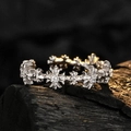 Anello minimalista in argento sterling S925 con motivo a croce argentata e fascia regolabile - Taglia 14 Regolabile / Oro Bianco