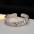 S925 sterling zilveren slangenring met zirkonia en golvend ontwerp in verstelbare maat - Open Maat 14 (Verstelbaar 12-17) / Witgoud