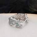 Orecchini a cerchio in argento S925 con farfalle in smalto color verde menta pastello - Argento 925 / Oro Bianco (Singolo)